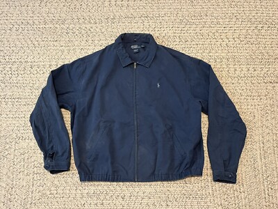 Vintage POLO RALPH LAUREN Harrington Navy Jacket Men's XxL Unlined