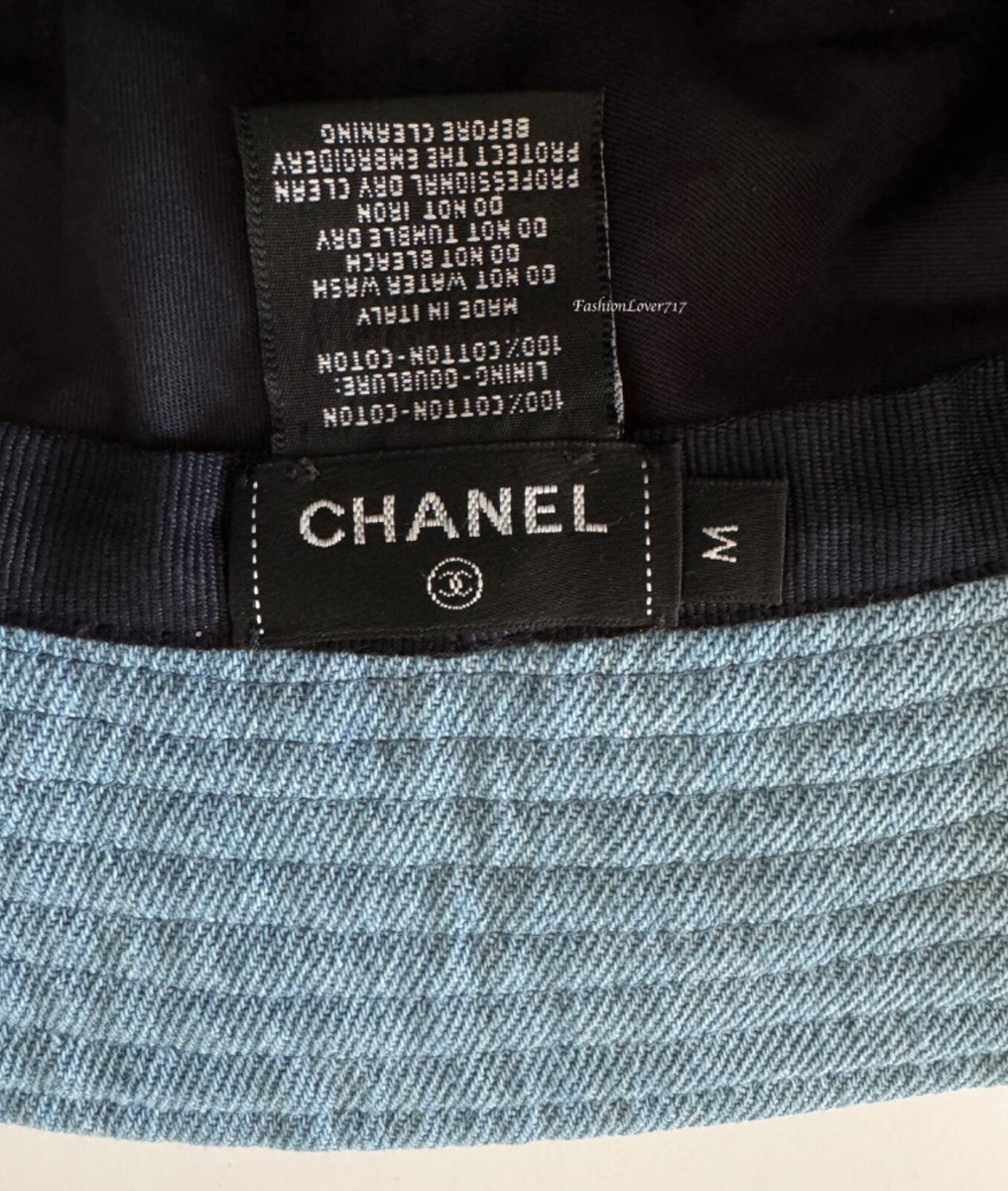 22P CHANEL LIGHT BLUE DENIM BUCKET CLOCHE HAT M | eBay