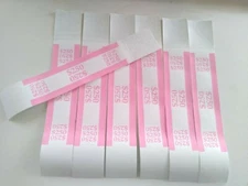 100 PINK - $250 SELF-SEALING CURRENCY STRAPS/BANDS