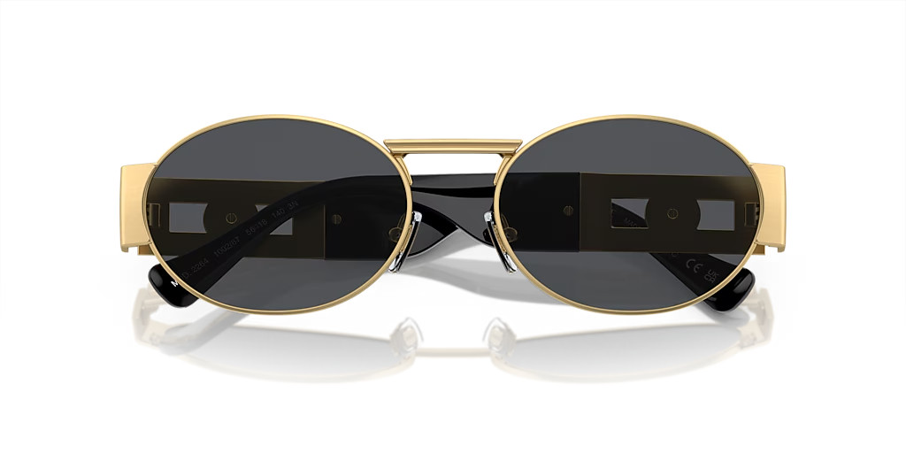 VERSACE OVAL SUNGLASSES VE2264 MATTE GOLD FRAME DARK GREY LENS 140mm image 5