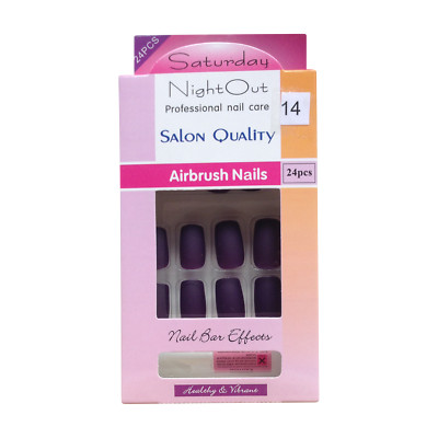 Falsche Nägel Oval Kurz Natur Indigo Lila Blau Acryl Navy Farbe Nail Tips