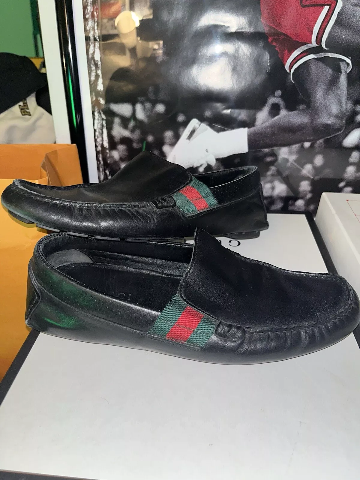 Mocassins de conduite Gucci Web Stripe homme 7,5 US