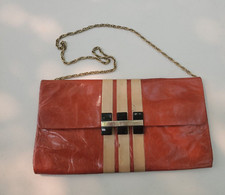 Borsa a tracolla vintage italiana in pelle Melluso con specchio