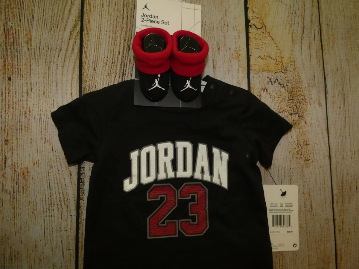 Air Jordan Nike Baby Boys Romper Booties 2 Piece Set Black Red