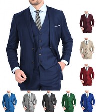 Mens 3 Piece Wedding Men Suits Tuxedos Groomsmen Blazer Vest Pants Custom Made