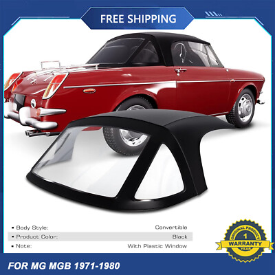 Convertible Soft Top for MG MGB 1971-1980 L4 1.8L Coupe with 3 Plastic Windows