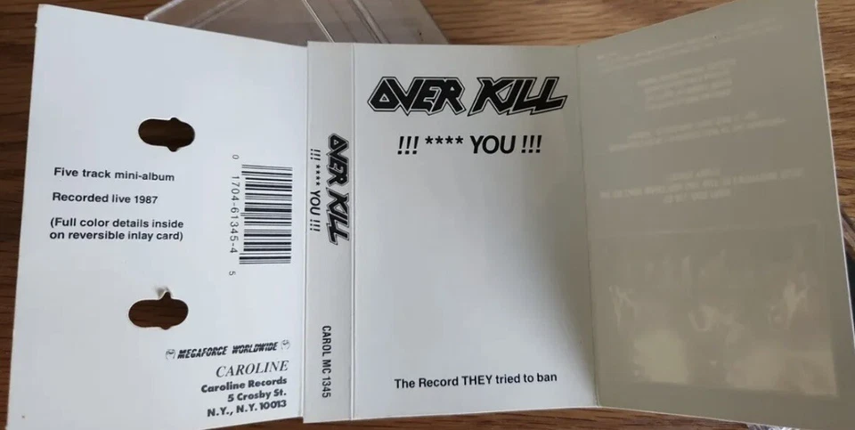 Overkill Fuck You! 1987 EP Cassette Megaforce/Caroline records RARE OOP BLITZ DD - Image 2 of 3