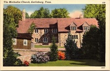 Methodist Church Gatlinburg TN Tennessee Linen Postcard VTG UNP Vintage Unused