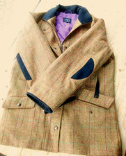 Cousins Of Cheltenham Ladies Tweed Field Coat 18 Golden Tan,blue Trims Insulated