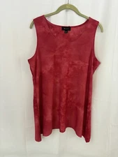 AB Studios Red Sleeveless Women's Top Sz Xl Hankerchief Hem Lightweight Material