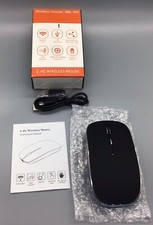 Wireless 2.4G Rechargeable Battery w/USB Cord4 Button 1600dpi Matt Black Mouse,