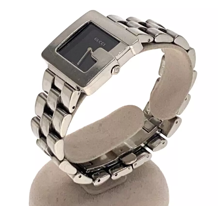 Montre unisexe à quartz cadran noir GUCCI G Face 3600M acier inoxydable de JPN 