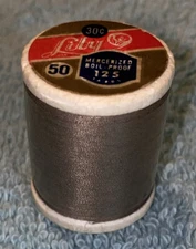 Vtg Lily 125 Yds Gray #150 Thread Styrofoam Spool USA Made