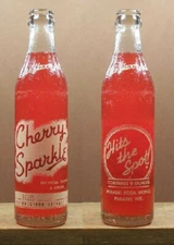 Cherry Sparkle Vintage ACL 8 oz Soda Pop Empty Bottle Pulaski Wisconsin 179 VEX