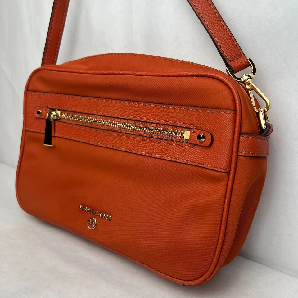 Michael Kors Jet Set Bolso Cartera Grande Bandolera Nylon Naranja y Dorado Foto 2 de 4