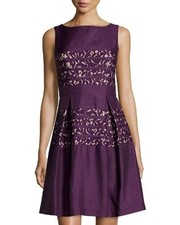 NWT Sale!! Taylor's Sleeveless Shantung Flared Party Dress w/Lace Panels, Size 2