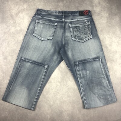 Ecko Unltd Jeans Mens Size 36x32 Athletic Fit Blue Denim Faded Wash Hip Hop Y2K