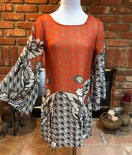 Vintage sz S/M BoHo Hippy CHIC Dolman Sleeve Floral Baby Doll Short Mini Dress