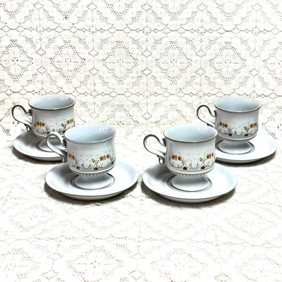 Denby-Langley Avignon Cup and Saucer Sets Footed Discontinued England EXC 4 Sets