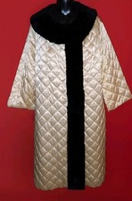 Vintage Leisure Lovers Quilted Robe Faux Fur Nylon Hollywood Ivory Sz L