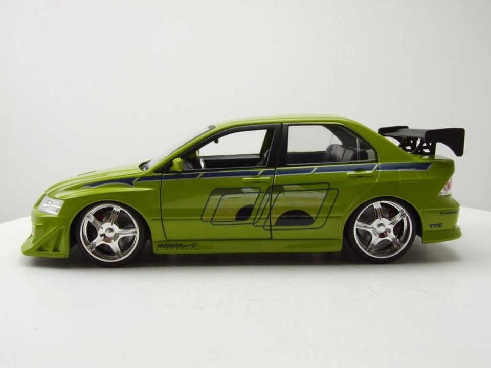 Mitsubishi Lancer Evolution VII Brian Fast & Furious Verde Modellino 1:24 Jada - Immagine 3 di 4