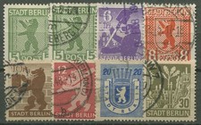 SBZ Berlin & Brandenburg 1945 Berliner B&auml;r und Eiche 1/7 A + 1 AB gestempelt