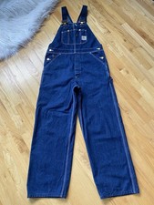 Carhartt R08 DNM Single Knee Carpenter Overall Men 34x30 Denim Bibs USA Union