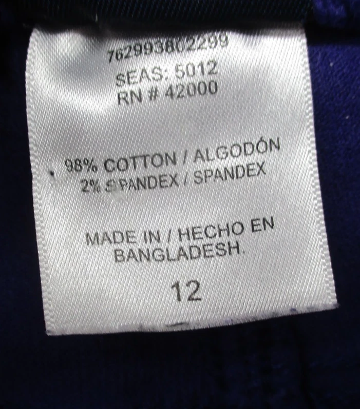 Pantalones para mujer Basic Editions 12 púrpura pana pierna recta elástico garra cremallera Foto 4 de 4