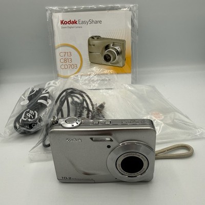 Kodak C180 EasyShare Digital Camera 10.2MP Silver Box Cord No SD Card TESTED