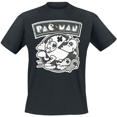 Difuzed - T-Shirt Herren - Pac-Man »Running Ghosts« (schwarz) Shirt Pacman Geist