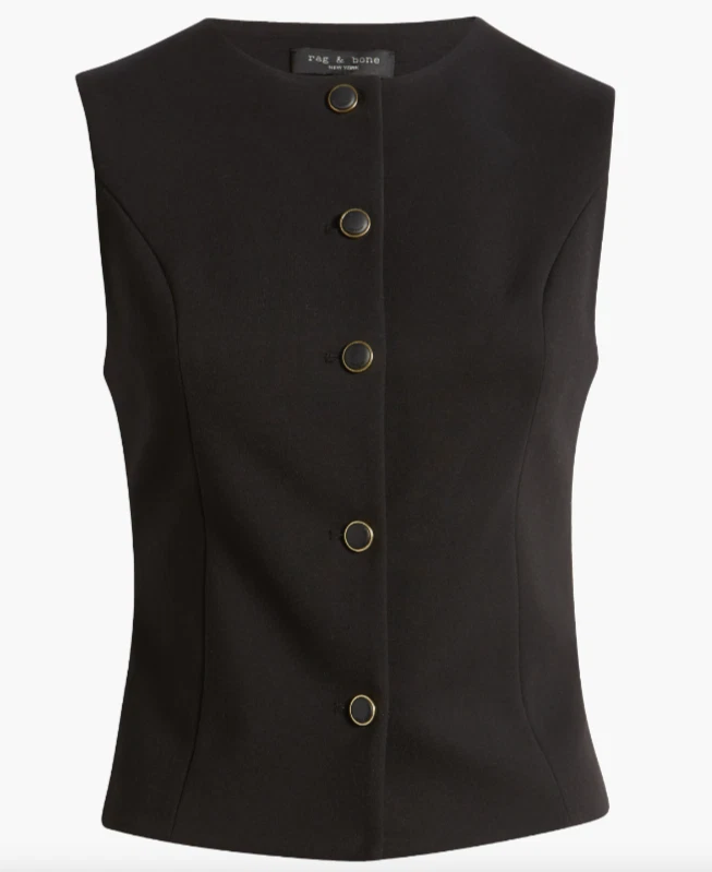 NEW, RAG & BONE Irina Button-Up Vest Black Size M #SJ1577 - Image 2 of 4