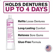 Thermoplastic Denture Adhesive, 1 oz Refits Tightens Loose Dentures, Work...