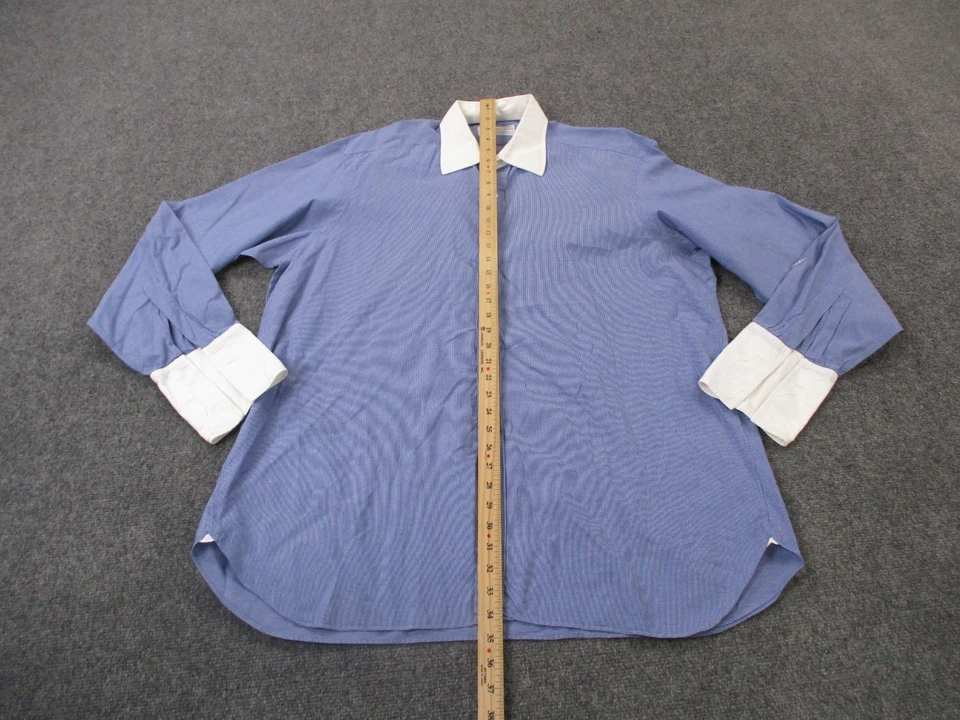Camisa vintage Turnbull Asser para hombre 17,5 44 a cuadros puño francés de negocios Foto 3 de 4