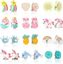 12 Pairs Kids Clip On Earrings for Girls, No Pierced Design Earrings,...