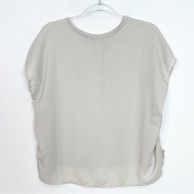 MNG TAUPE BOXY CAP SLEEVE SILKY FRONT  SHIRT WOMENS MEDIUM