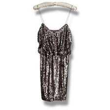 Aqua Silver Mauve Dress Mini Spaghetti Strap Sequin Y2K Cocktail Holiday Sz 4 Sm