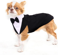 Dog Tuxedo Outfit, Cat Tuxedo Small Dog Suit Wedding Outfit Wedding Suit with Bo