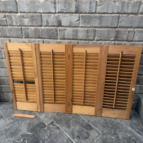 Slightly Distressed Vtg Louvered Hurricane Plantation 24x40 Wood Shutters