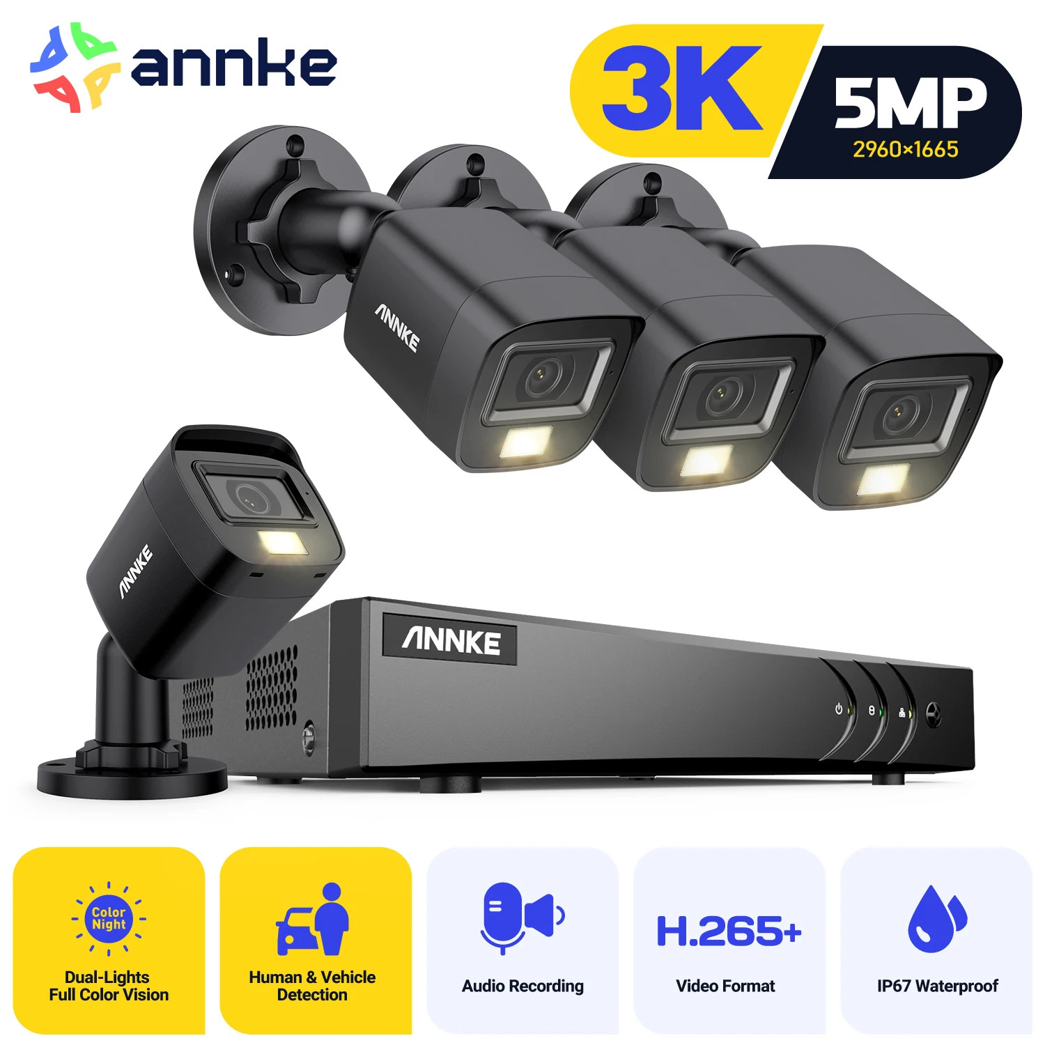 Cctv Kit 5 In1 H.265+ Dvr With 3k 4x 5mp