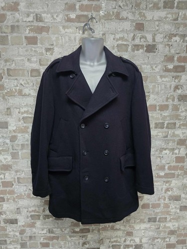 Balmain Paris Navy Wool Crombie Coat Mens 40 Luxury Designer Overcoat RRP £1200 - Picture 1 of 15