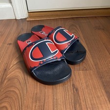 Men  s Slides Champion IPO Surf Turf Color Scarlet / Navy Size 10,12,13 New w Box