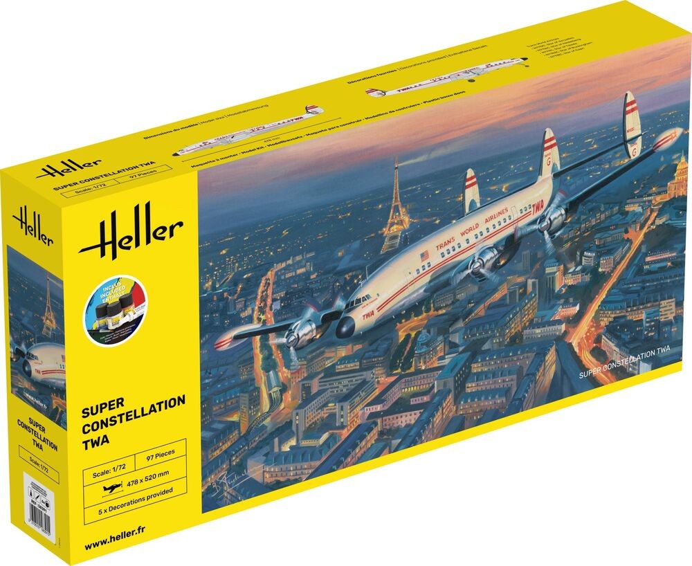 Heller 58391 - 1:72 - Starter Kit Super Constellation TWA - New