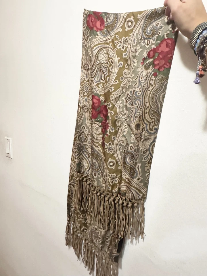 Spinoso Bufandas Bufanda Larga Seda con Borlas Gamuza Foto 3 de 4