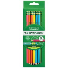 Pre-Sharpened 2 HB Soft Wood Pencils, Neon Colors, 18 Count Pack