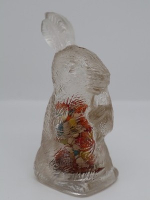VTG T.H. STOUGH Co. Jeannette Clear Glass Peter Rabbit Candy Container 4.5'' NOS