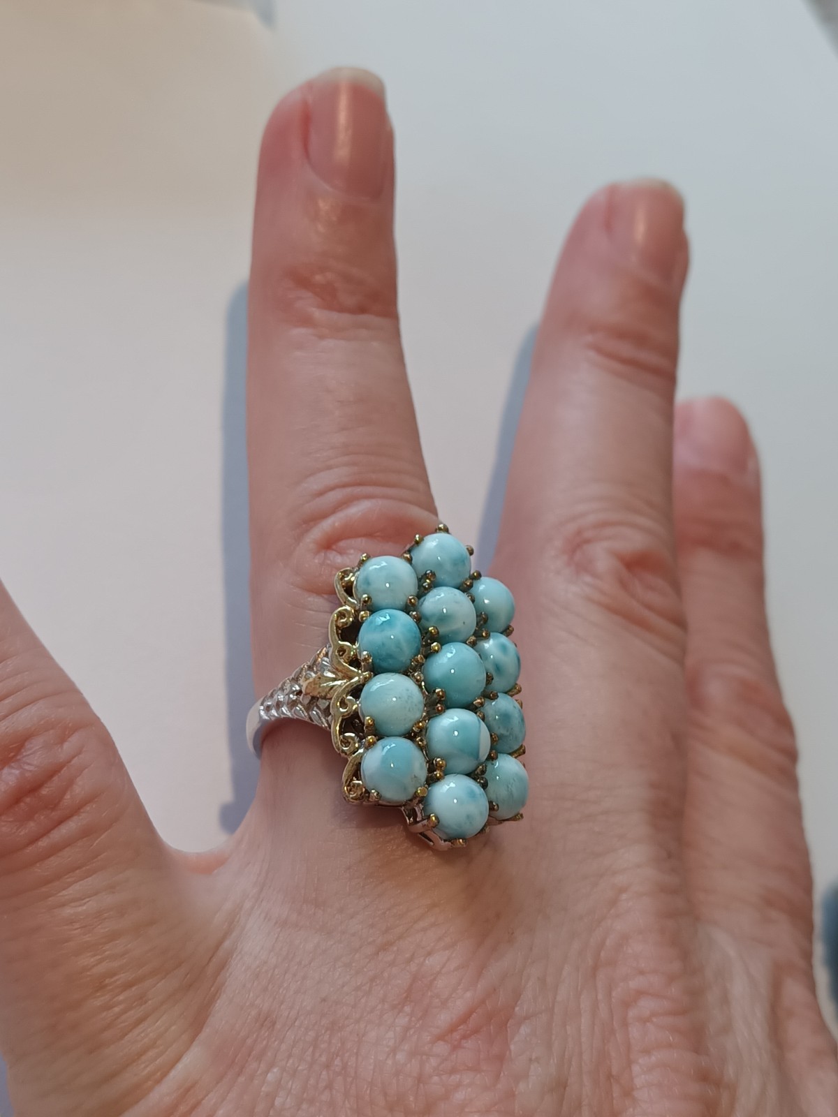 Larimar Cluster Ring Chuck Clemency STS Sterling … - image 3