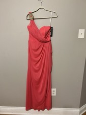 XSCAPE One Shoulder Coral Formal Gown Rhinestone Strap Size 12 NWT