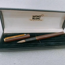 NOS Montblanc Slimline Fountain Pen Brown Gold Trim M Nib Original Germany VP386