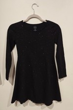 Wonder Nation Girls L 10 12 Black Glitter Long Sleeve Dress Sparkle Party Dres