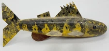 RARE Vintage 1984 Fish Decoy Sucker Spearing Lure Metal Wood Hand Crafted 7”